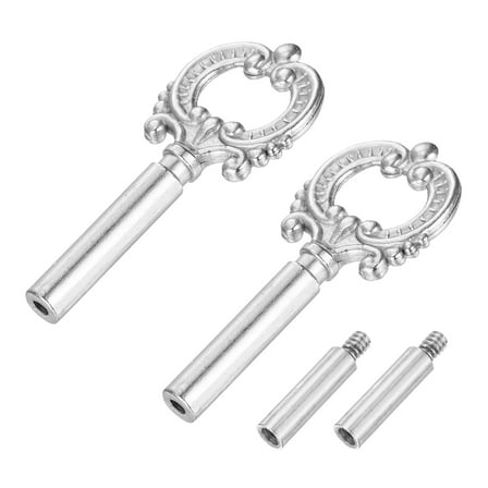 2Pcs Lamp Turn Knob On/Off Extension 51.5mm Length for Lamp Socket, Silver