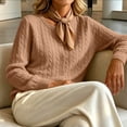 thumbnail image 5 of Brnmyaeo Women's 2026 Fall Cable Knit Cardigans Crew Neck Button Down Front Sweaters Casual Long Sleeve Soft Stretchy Open Front Outerwear, 5 of 5