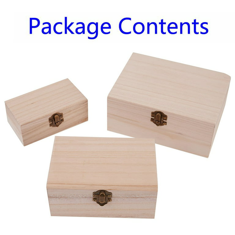 Large Locking Wood Storage Box - Wooden Box with Hinged Lid and