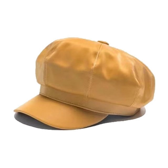 Béret Hiver Femmes Chapeau Bleu Marine Chapeau Ajouré Chapeau en Cuir Chapeau Hommes Chapeau en Cuir Chapeau Octogonal Mode Fête Casquette Rétro Britannique Béret,Design Classique