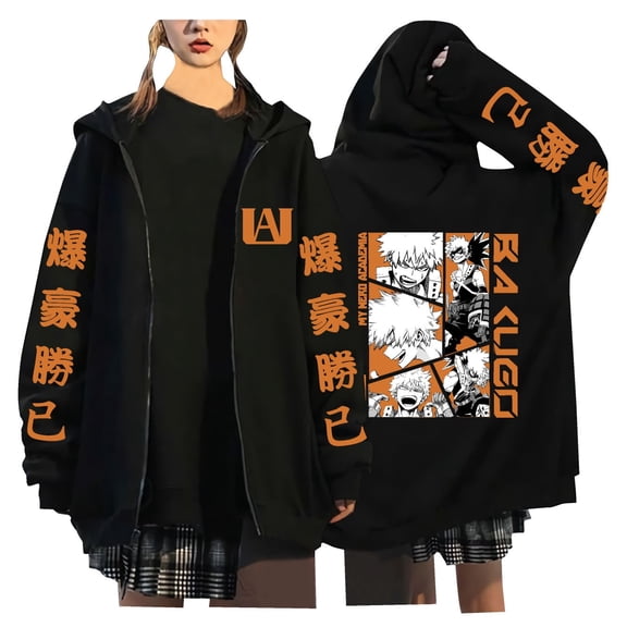 ZHIYAN Anime Bakugo Katsuki zipper hoodie Todoroki Shoto cosplay zipper sweatshirt pullover unisex,XS,1