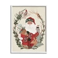 thumbnail image 4 of Santa Claus Holiday Wildlife Leaf Botanical Border Animals & Insects Painting Framed Art Print Wall Art, 4 of 5
