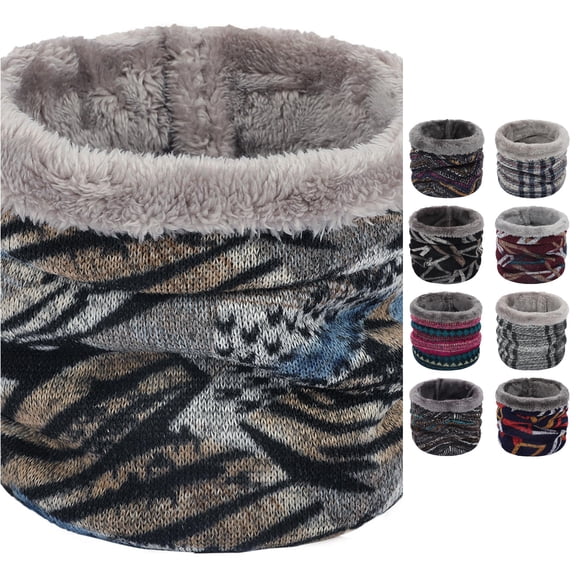 AWZXDE Warm Knitted Neck Warmer Scarf For Men And Women Double Layer Cozy Neck Gaiter Winter Outdoor Activities Neckerchief Brown