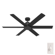 Hunter 60 inch Kennicott ENERGY STAR® Matte Black Damp Rated Ceiling Fan and Handheld Remote