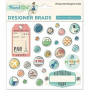 October Afternoon Travel Girl Designer Brads 28/Pkg - Assorted