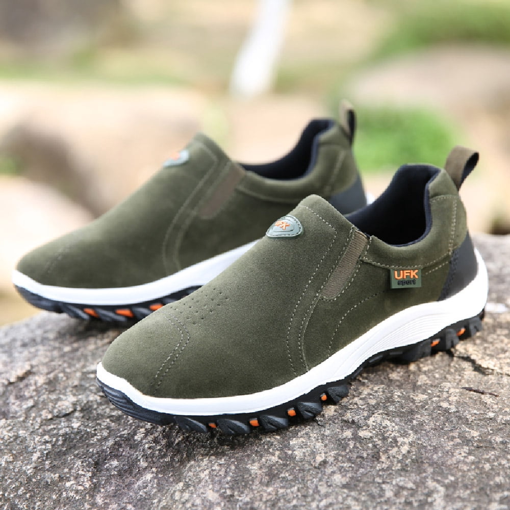 Mens Hiking Mountaineering Shoes Outdoor Breathable Trekking Sneakers Lightweight Comfortable Non-slip Casual Shoes Green 10.5 US