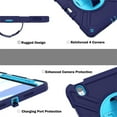 thumbnail image 2 of Allytechgroup Case for iPad Air 11 Inch M3 2025/M2 2024 (7th/6th Gen), Heavy Duty Military Grade Shockproof Rugged Protective Cover with Built-in Stand/Pencil Holder Shoulder Strap, Navy Blue, 2 of 12