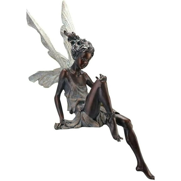 Sitting Fairy Statue Garden Ornament Resin Craft Angel Sculpture Fairy Figurine Decor Landscaping Yard Park Lawn Home Patio Garden Decoration