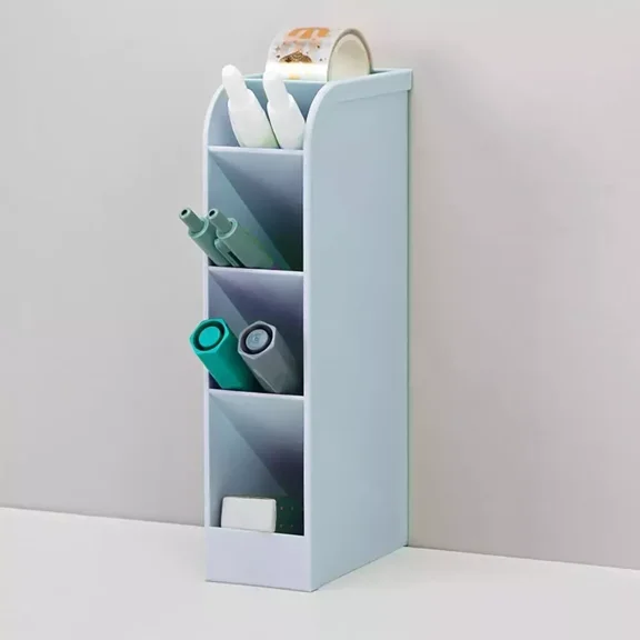 Desk Organizer, Pencil Holder With 8 Compartments Pen Organizer Light Blue