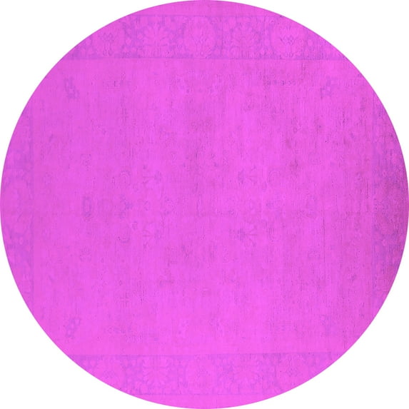Ahgly Company Indoor Round Oriental Pink Industrial Area Rugs, 5' Round