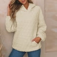 thumbnail image 2 of Yokua Women Quilted Hoodies Casual Long Sleeve Sweatshirts Trendy Lightweight Pullover Tops with Pocket Comfy Fall Clothes, 2 of 8