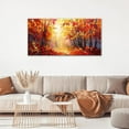 thumbnail image 5 of HFDF Large Canvas Wall Art Decor for Living Room Red Fall Forest Tree Pictures Golden Yellow Autumn Sun Exposure Nature Landscape Painting Prints Home Office Artwork Decoration 14x11inch Framed, 5 of 6