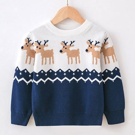 

Sweater For Child Toddler Boys Girls Christmas Cartoon Deer Winter Warm Knitted Long Sleeve Xmas Tops Knitwear Cardigan Coat