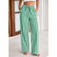 thumbnail image 3 of Pantalones de pijama PRETTYGARDEN para mujer, pierna ancha, algodón a rayas, 3 of 9
