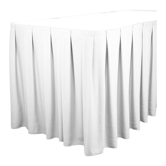 Polyester Table Skirt, Table Height (17 Foot Box Pleat, White)