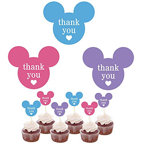 Gift Tags 2.25 x 2 Mickey Mouse Stickers Mickey/Minnie Thank You Stickers Mickey Mouse Ear Vinyl Labels Thank You Labels with Heart for Decorations Envelope Seals 300 Labels/Pack