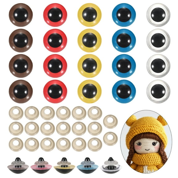 Uxcell 30mm Safety Eyes, 20Pcs Realistic Doll Crocheting Safety Eyes Multicolored