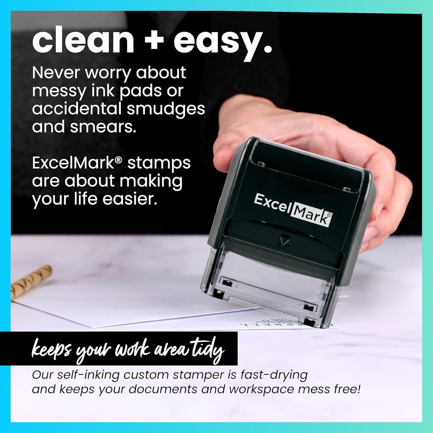 ExcelMark Copy Rubber Stamps, Automatically Self Inking Stamps for Rapid, Repetitive Stamping, Red Ink