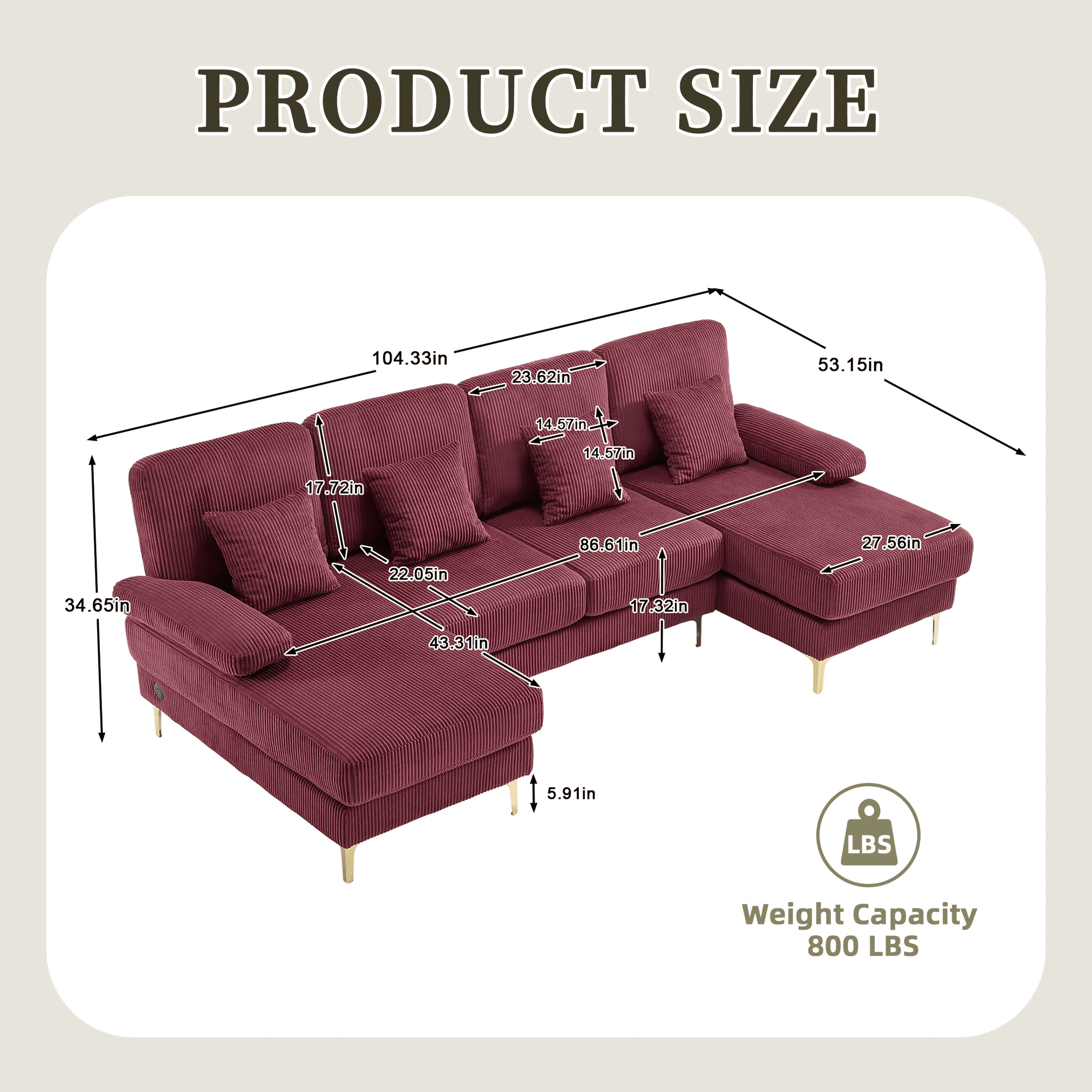 MOONMISS Modular U-Shape Sectional with Double Chaise Lounge,Velvet Fabric Sofa with USB & Intelligent Lighting for Apartment,Home Theater
