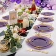 thumbnail image 5 of 102PCS Purple and Gold Plastic Plates - High End Purple Disposable Plate - Vintage Party Dinner & Dessert Plates for 51 Guests Wedding & Party & Birthday, 5 of 18