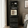 thumbnail image 5 of Zimtown Makeup Vanity Desk with Lighted Sliding Mirror for Small Space, Compact Mini Corner Vanity Set Dressing Table - Charging Station for Women, Girl Female Gift, Black, 5 of 10
