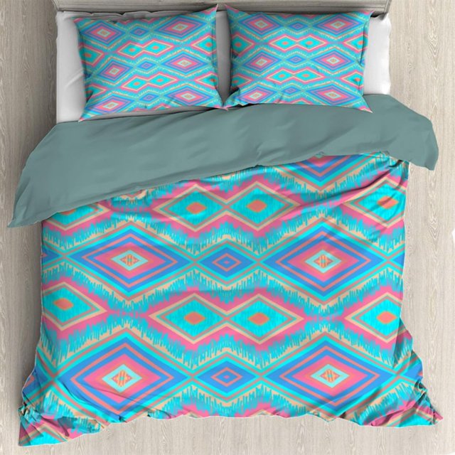 Patrón en Colores Retro 2 Funda Nórdica Queen 90 x 90 en Ultra Suave Lavado