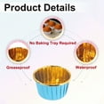 thumbnail image 3 of Uxcell 50 Pcs Single-sided Aluminum Foil Cupcake Liners with Lids, Greaseproof Muffins Baking Cupcakes for Wedding Birthday Party Decoration, Blue (Round), 3 of 7