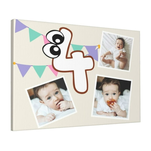 Custom Canvas Prints White And Beige Four Month Old Babyshoot Personalized Photo Image Collage DIY Framed Kit Wall Art Picture Room Decor 16x20 inch