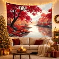 thumbnail image 2 of Autumn Maple Tree With Crimson Scarlet Foliage Situated, Mystical Fantasy for Space Lovers, Galaxy Room Decor, Mother's Day Gift, Tapestry Wall Hanging for Bedroom and Dorm, 2 of 6