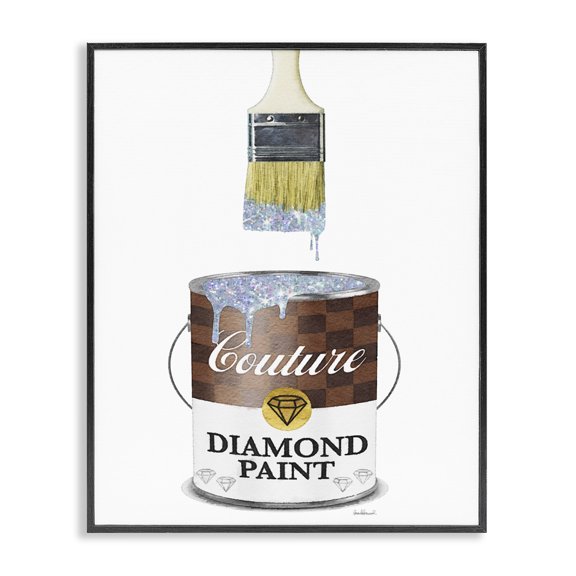 Stupell Industries Contemporary Couture Diamond Paint Brown Fashion Pattern Pop Brush Black Framed Giclee Art, 11 x 14, by Amanda Greenwood