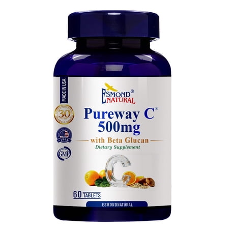 Pureway C with Beta Glucan (500mg with Beta Glucan – Vitamin C Supplement with Citrus Bioflavonoids Calcium – Immune Antioxidant Support), USA, FDA, GMP, NPAC-60 Tablets