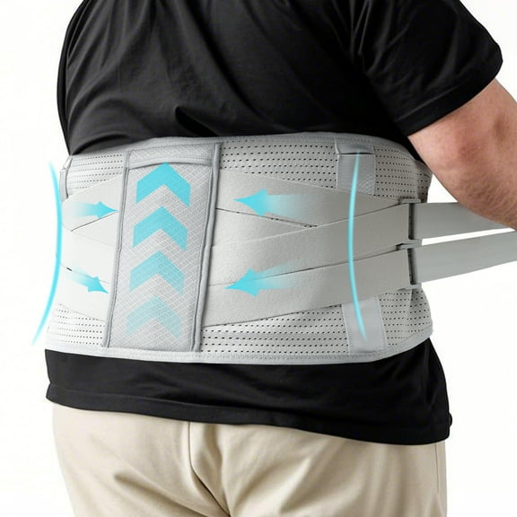 King Mills Plus Size Back Brace for Lower Back Pain, Breathable Obese Belly Support for Sciatica, Back Pain, Scoliosis, Two Sets of Support Bars. Lightweight. (Waist: 44" - 52")
