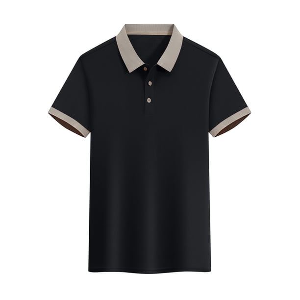 pstuiky Camisas de manga corta para hombre, Camisa informal de verano con solapa y botones de color liso para hombre ropa de hombre m