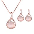 thumbnail image 2 of TheFound Women Lady Shiny Crystal Necklace Ear Studs Plated Gold Set Gift, 2 of 7