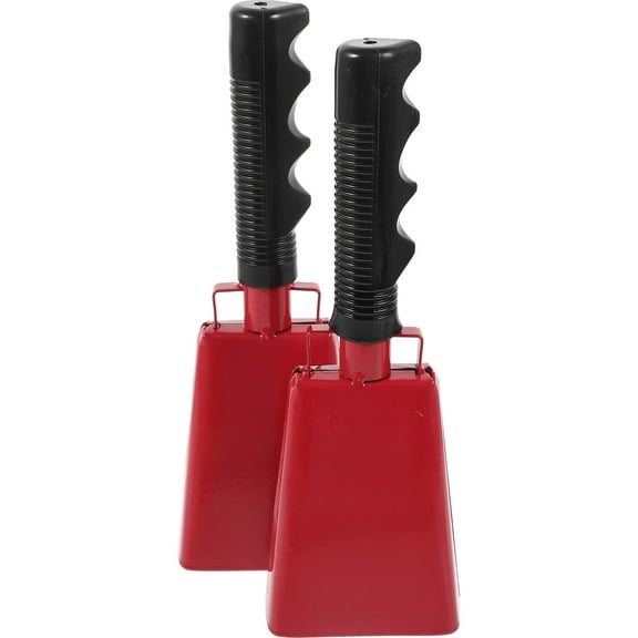 Hytrove 2Pcs Cowbells for Sporting Events Red Metal with Ergonomic Handle Design