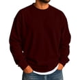 thumbnail image 2 of Mens Winter Warm Pullover Sweatshirt Fleece Lined Crewneck Sweatshirt Solid Color Casual Fleece Top for Cold Weather Red M, 2 of 5