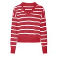 thumbnail image 4 of vigerkar Women Striped Sweater V Neck Sweaters Woman Cute Sweater Trendy Knit Long Sleeve Loose Pullover Sweaters (Red, S), 4 of 5