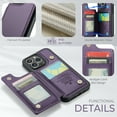 thumbnail image 3 of ShieldPlus for iPhone 16 Pro Max Case Wallet with RFID Blocking Card Holder, Premium PU Leather Durable Kickstand Case for iPhone 16 Pro Max,Purple, 3 of 9