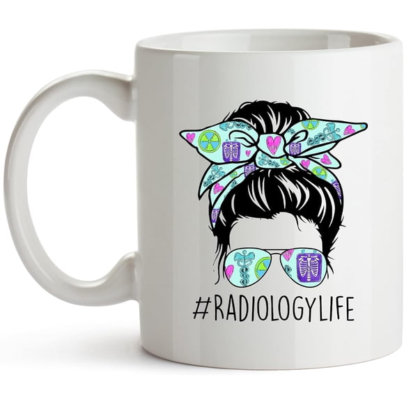 YouNique Designs Radiology Technician Life Mug, 11 Ounces, Xray Tech Gifts Coffee Mug, Radiology Technologist Cup, Radiology Tech Coffee Mug, Radiation Therapy Cup, Radiologist Mug (Black Handle)