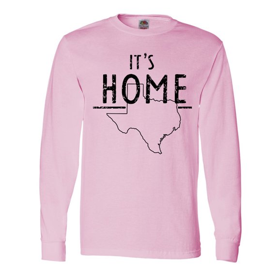 Inktastic Its Home State of Texas Outline Distressed Text Long Sleeve T-Shirt