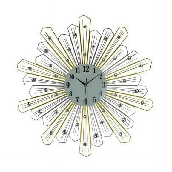 Three Star Import & Export YC1190 27 in. Round Gold & Silver Spokes Wall Clock