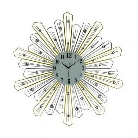 Three Star Import & Export YC1190 27 in. Round Gold & Silver Spokes Wall Clock