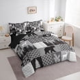 thumbnail image 3 of Homewish Jungle Animal Deer Bear Twin Bedding Sets 7-Piece for Kids Boys Girls,Geometric Plaid Grid Bedding Comforter Set Microfiber,Black Grey Breathable Sheet Sets,Luxury Bedroom Decor,Reversible, 3 of 8