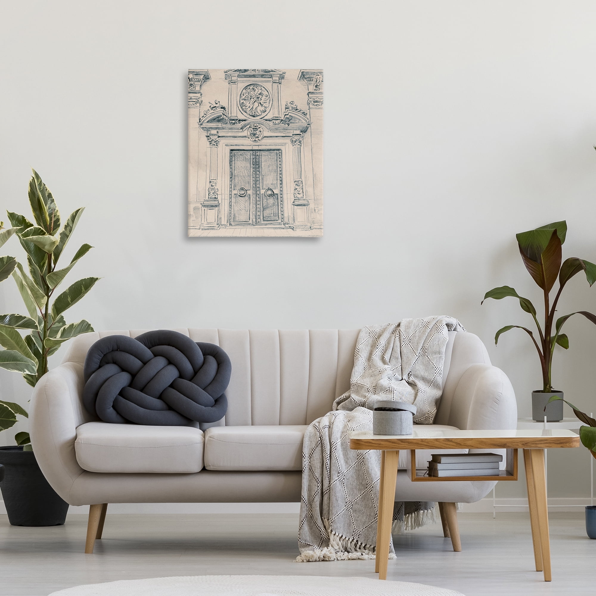 Stupell Industries Detailed Architecture Scene Town & City Drawing Gallery Wrapped Canvas Art Print Wall Art, 24 x 30