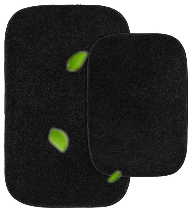 YW Rug Traditional 2 Piece Nylon Washable Bathroom Rug Set Black