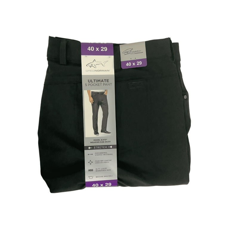 Greg Norman Men's Ultimate 5 Pocket Performance Stretch Pant, Size 40 x 29,  Black
