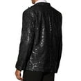 thumbnail image 3 of INSPIRE CHIC Sequin Blazer for Men's Peak Lapel Color Block Shiny Sparkly Sports Coat S Black, 3 of 5