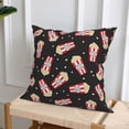thumbnail image 6 of Throw Pillow Covers, Cute Popcorn Starry Sky Black Soft Square Pillow Cases with Invisible Zipper for Couch Bed Sofa, Farmhouse Fall Home Decor 16"x16", 6 of 7