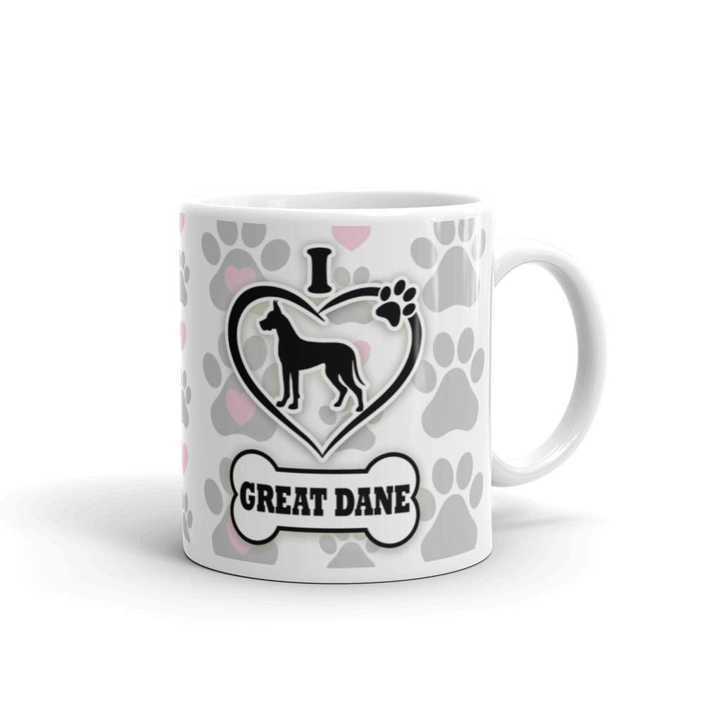 11 oz I Love Great Dane Dog Lover Paw Prints Dog Owner Gifts Coffee Mug