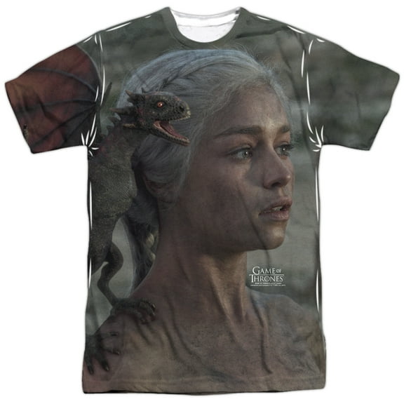 Game of Thrones Daenerys for The Throne Unisex Adult Front Only Sublimated T Shirt,Daenerys for The Throne, 2X-Large